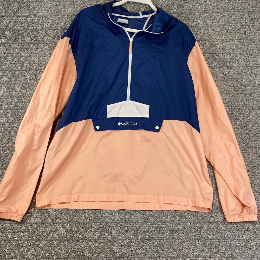 Columbia Pullover Windbreaker Jacket Lightweight‎ Peach Blue Women's